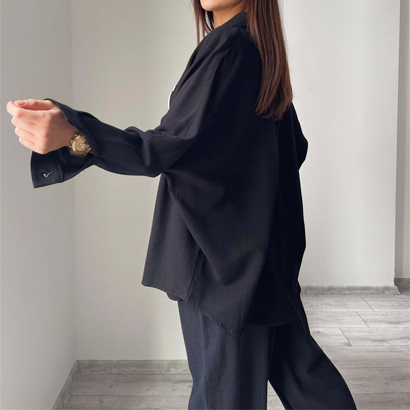 Womens Button Down Lounge Sets Long Sleeve Shirts And 2 Piece Outfit Set Casual Loungewear With Pockets