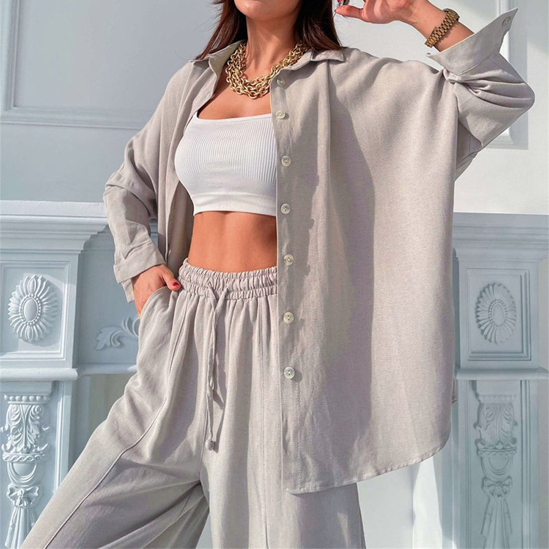 Womens Button Down Lounge Sets Long Sleeve Shirts And 2 Piece Outfit Set Casual Loungewear With Pockets