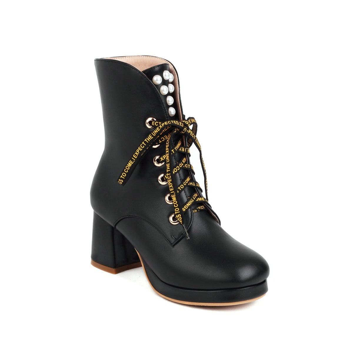 Autumn And Winter Fashion High-heeled Thick-heeled Size Martin Boots Women