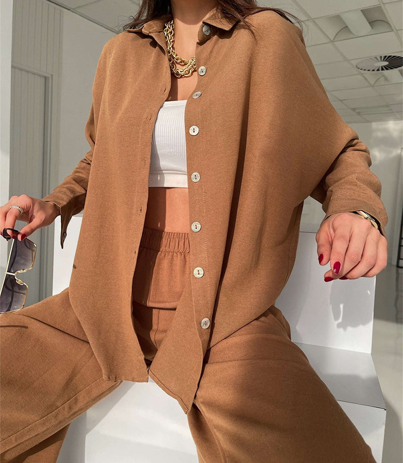 Womens Button Down Lounge Sets Long Sleeve Shirts And 2 Piece Outfit Set Casual Loungewear With Pockets