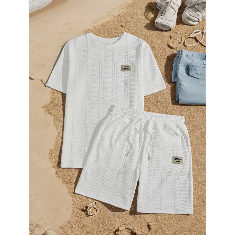 Men's Wheat Grain Tassel Type Comfortable 2-piece Set Knitting Suit