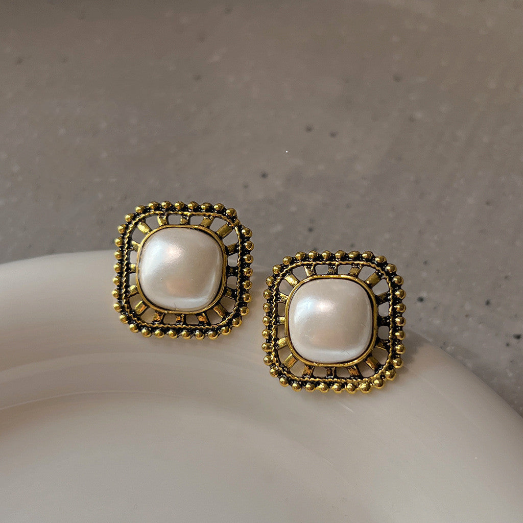 Retro Gold Square Earrings For Women