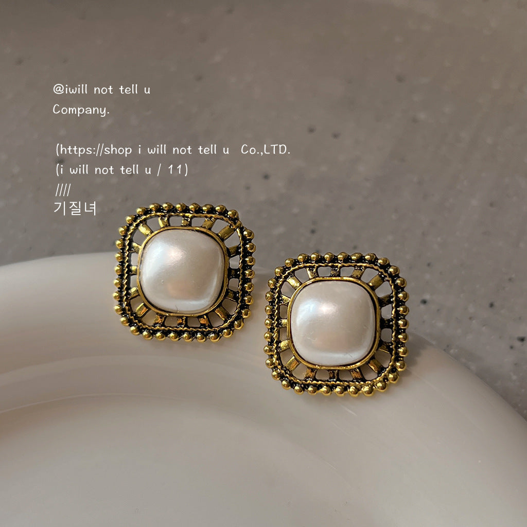 Retro Gold Square Earrings For Women