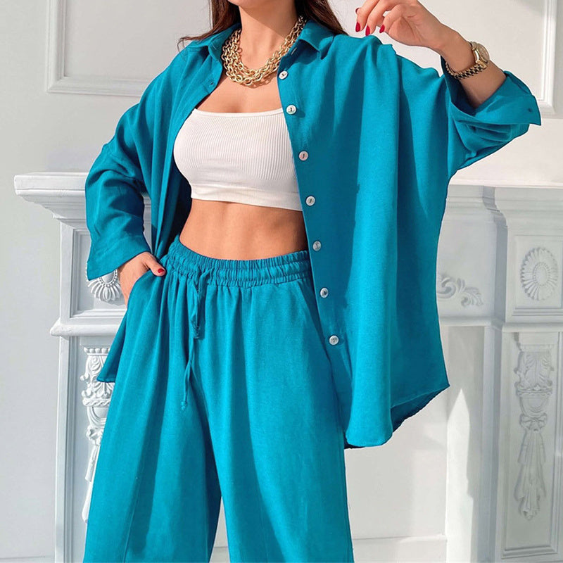 Womens Button Down Lounge Sets Long Sleeve Shirts And 2 Piece Outfit Set Casual Loungewear With Pockets
