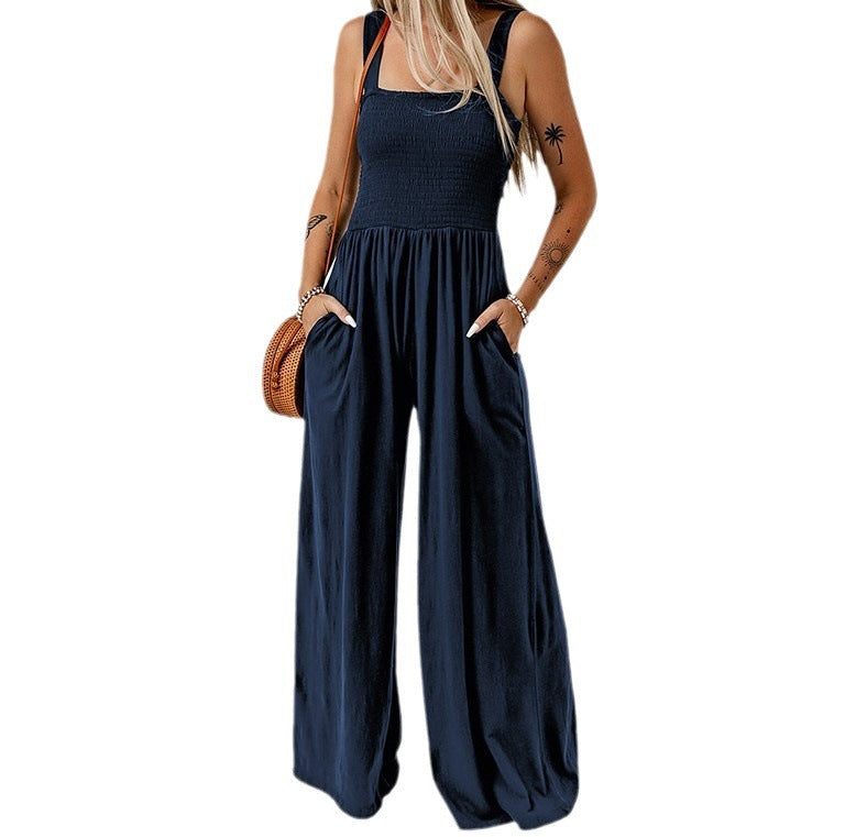 Sleeveless Tube Top Women's Commuting Wear Sexy Vest Jumpsuit Loose Wide Leg