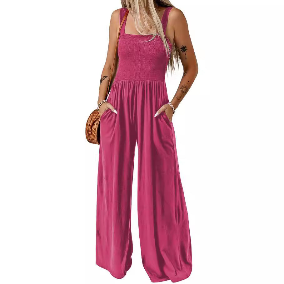 Sleeveless Tube Top Women's Commuting Wear Sexy Vest Jumpsuit Loose Wide Leg