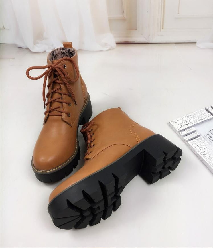 Plus Size 34-43 Autumn Winter warm Fashion Women's Lace-Up Women Snow Boots