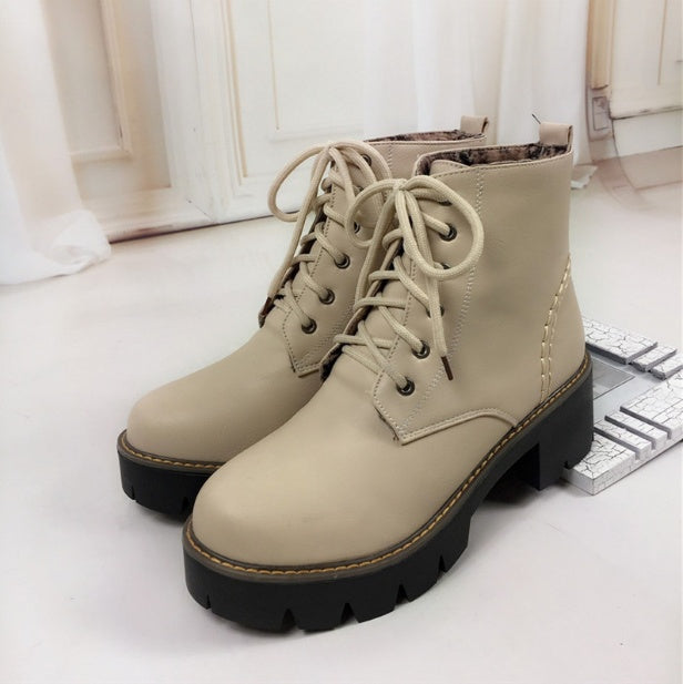 Plus Size 34-43 Autumn Winter warm Fashion Women's Lace-Up Women Snow Boots