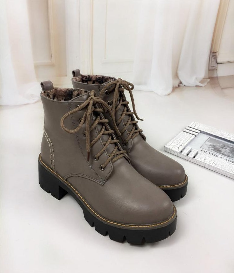 Plus Size 34-43 Autumn Winter warm Fashion Women's Lace-Up Women Snow Boots