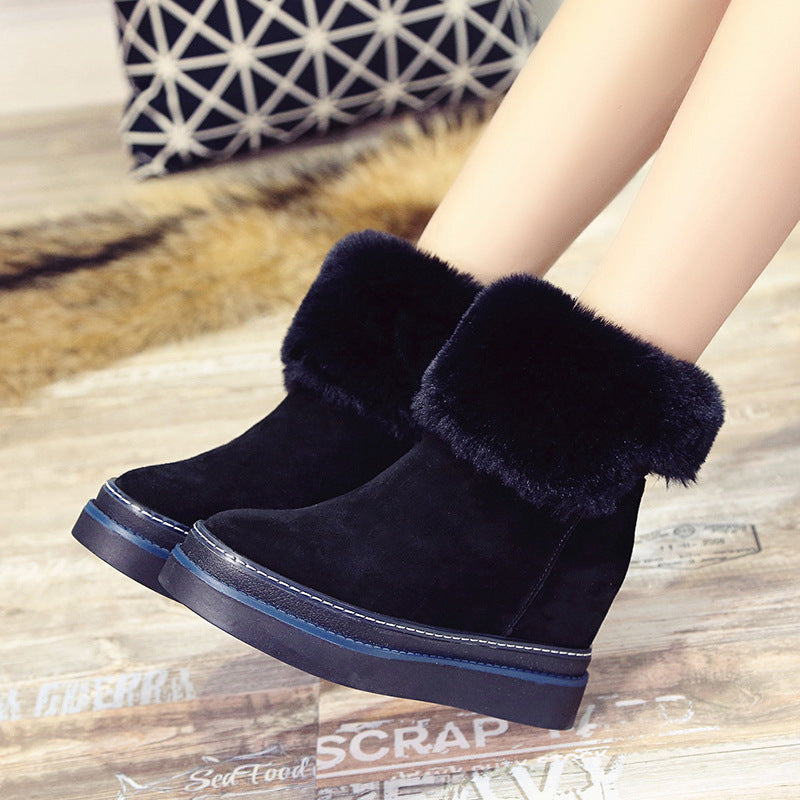 Snow Boots Women Winter New Trendy Warm Short Boots Cotton Shoes Non-Slip Middle Tube Thick Bottom Plus Velvet Snow Cotton