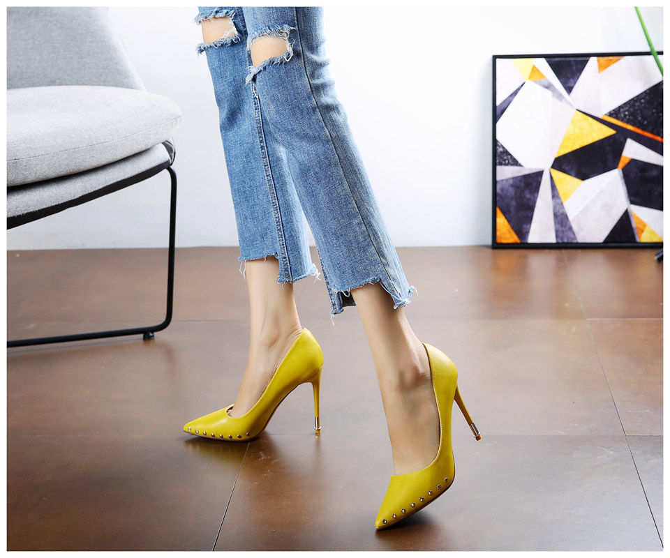 Sexy Pointed  Super High Heels With Rivets