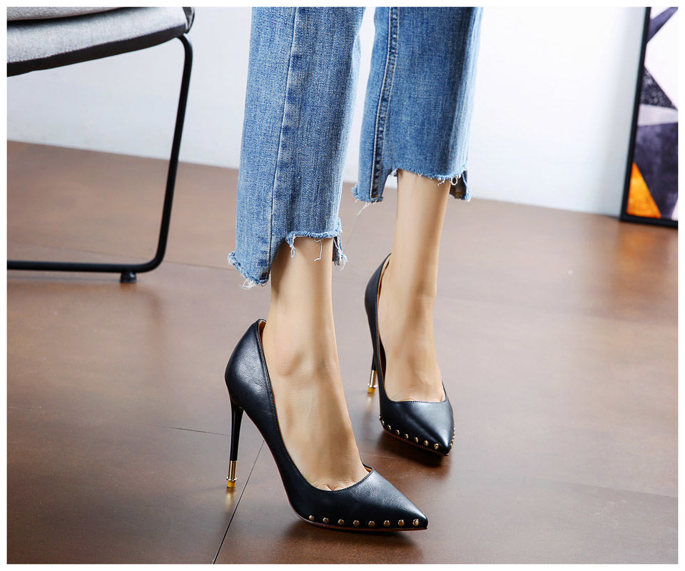 Sexy Pointed  Super High Heels With Rivets