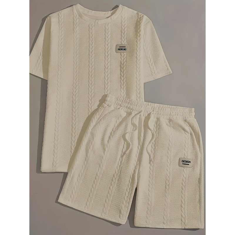 Men's Wheat Grain Tassel Type Comfortable 2-piece Set Knitting Suit