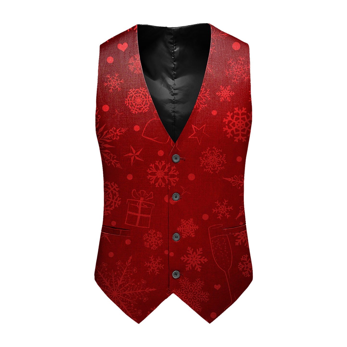 Slim-fit Youth Single-breasted Printed Vest