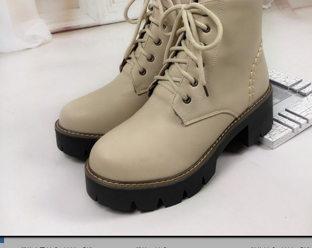 Plus Size 34-43 Autumn Winter warm Fashion Women's Lace-Up Women Snow Boots