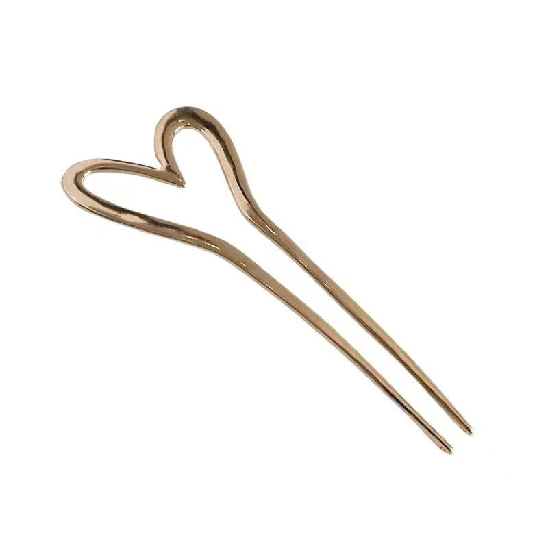 New Chinese Style Simple Love U-shaped Alloy Hairpin Back Head Hair Comb Updo Hair