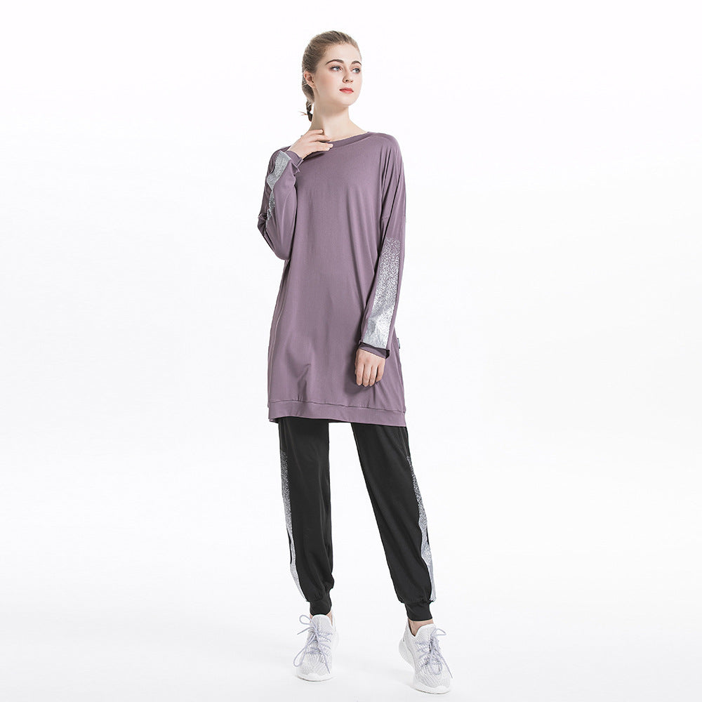 Sports And Leisure Color Matching Round Neck Sports Sweater Suit