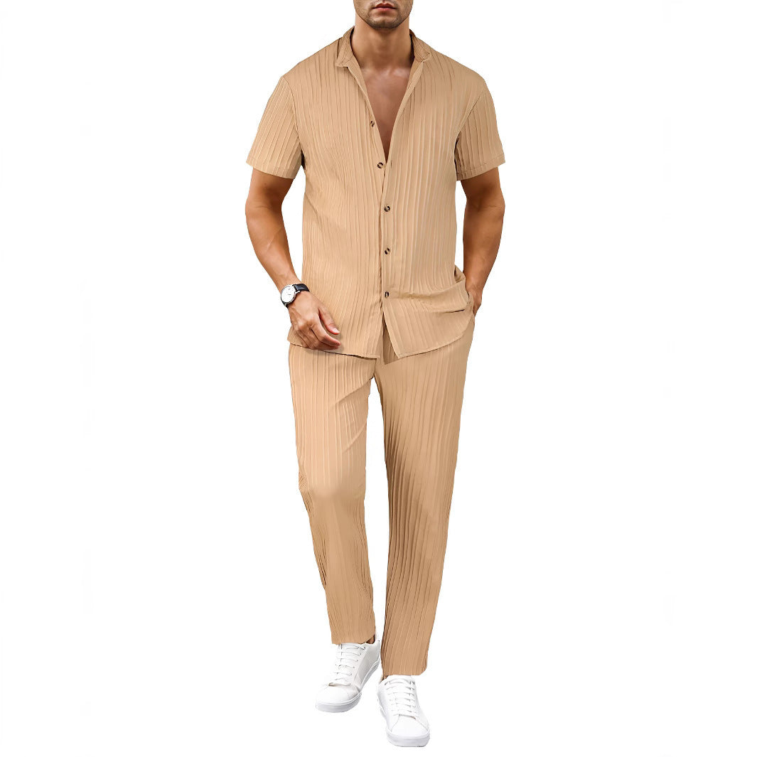 European And American Men's Casual Short-sleeved Two-piece Suit