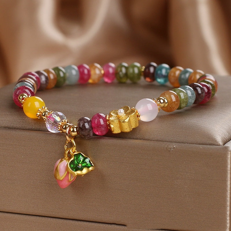 Natural Jade Color Tourmaline Abacus Beads Bracelet