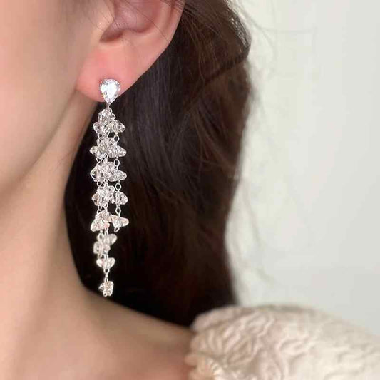 Crystal Tassel Earrings Women's Long Ear Studs