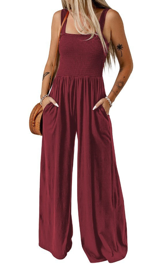 Sleeveless Tube Top Women's Commuting Wear Sexy Vest Jumpsuit Loose Wide Leg