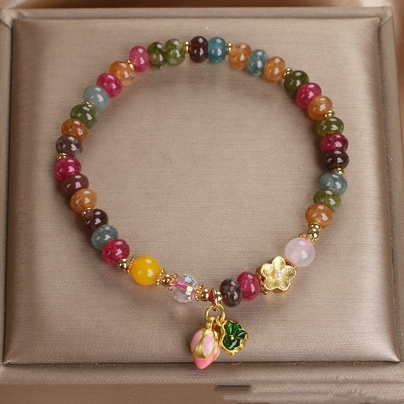 Natural Jade Color Tourmaline Abacus Beads Bracelet