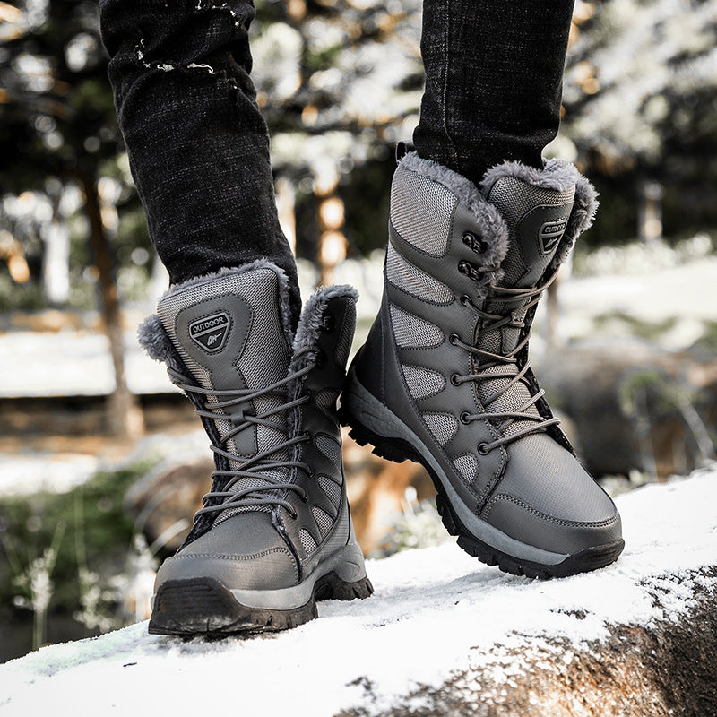 Winter Plus Velvet Army Boots Men's Warm Snow Boots High Top Cotton Shoes Men