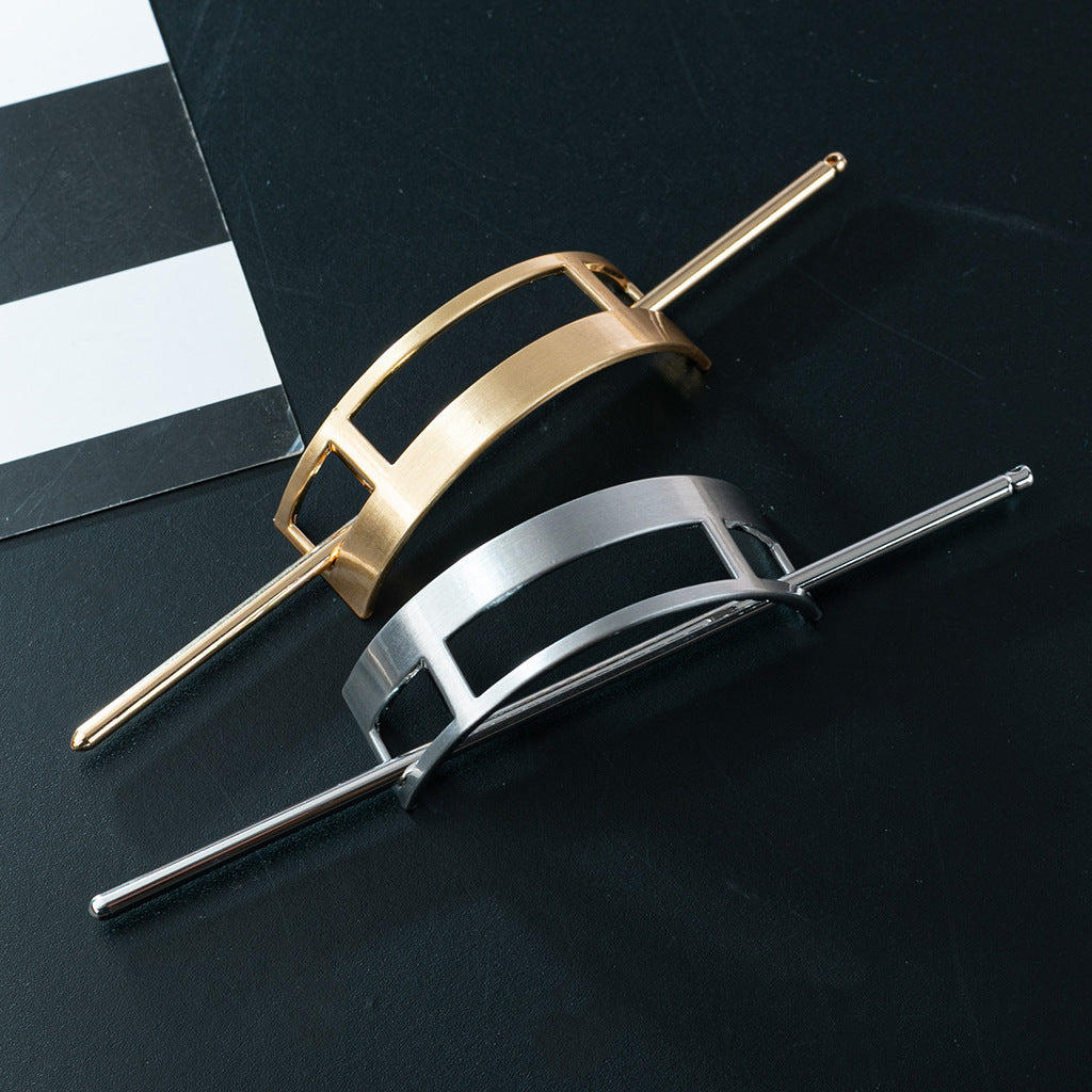 Rectangular Simple Hollow Zinc Alloy Brushed Hairpin