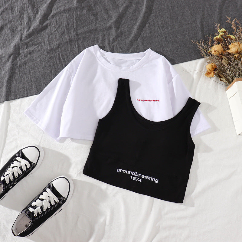 Women's Short Sleeve T-Shirt Casual Three Piece Set