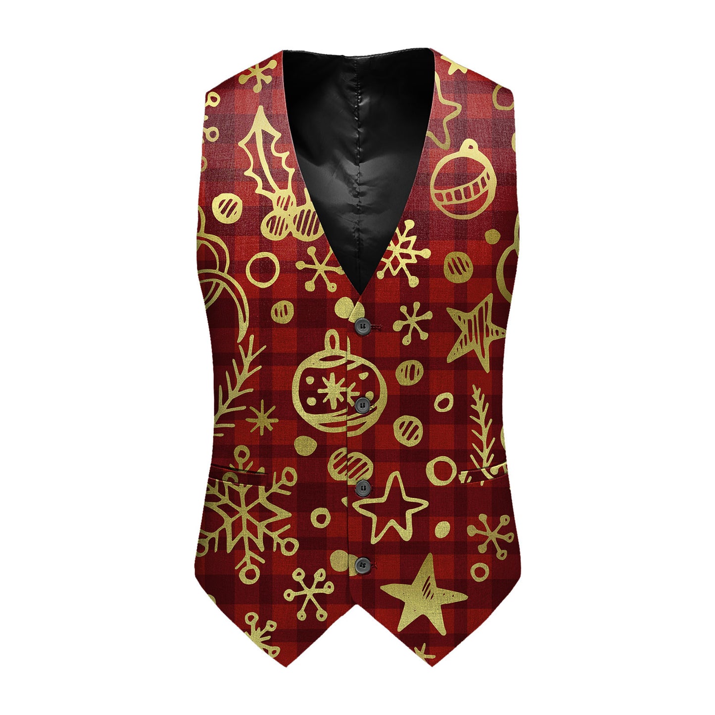 Slim-fit Youth Single-breasted Printed Vest