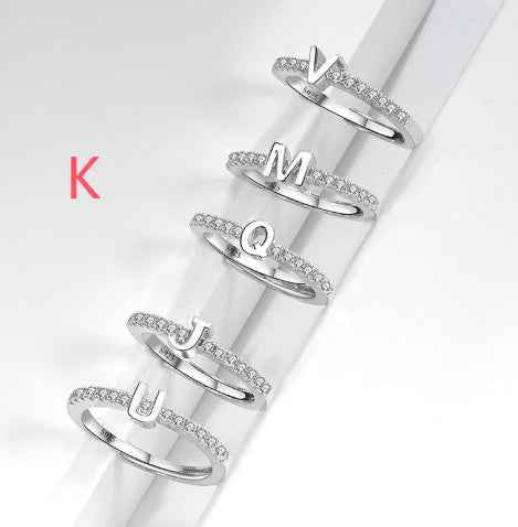 S925 Sterling Silver New Style Micro-inlaid Letters Ring