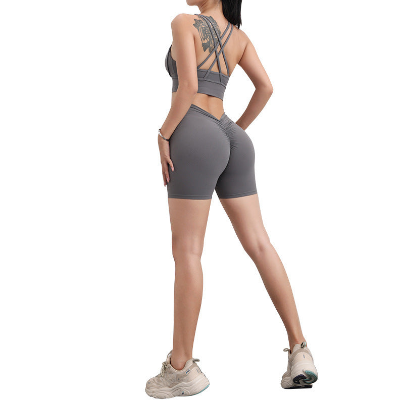 Women's Hip Lifting Three Points Peach Nude Feel Exercise Workout Pants