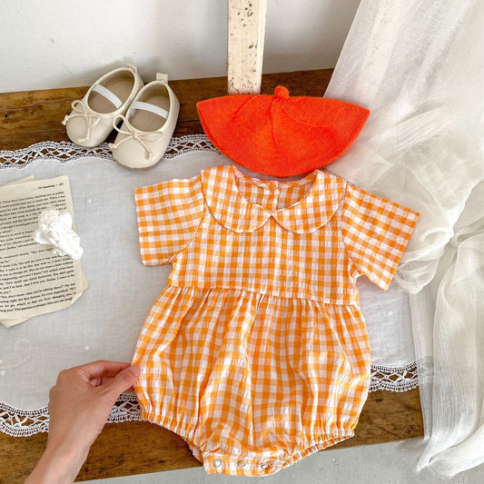 Children's One Piece Clothing Small Lattice