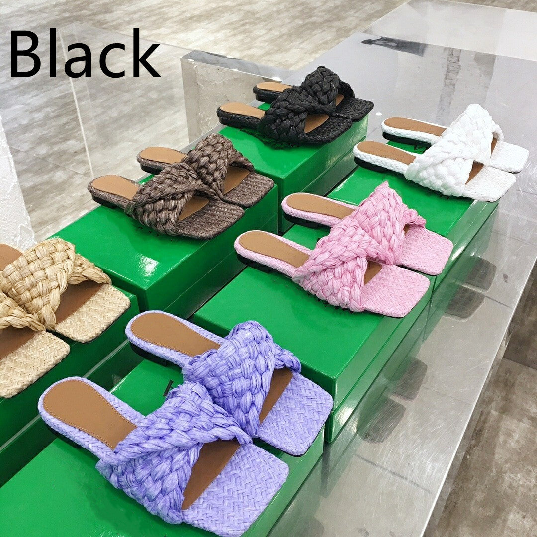 Summer New Woven Outer Wear High Heels Women