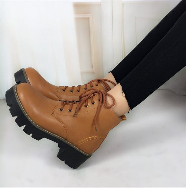 Plus Size 34-43 Autumn Winter warm Fashion Women's Lace-Up Women Snow Boots