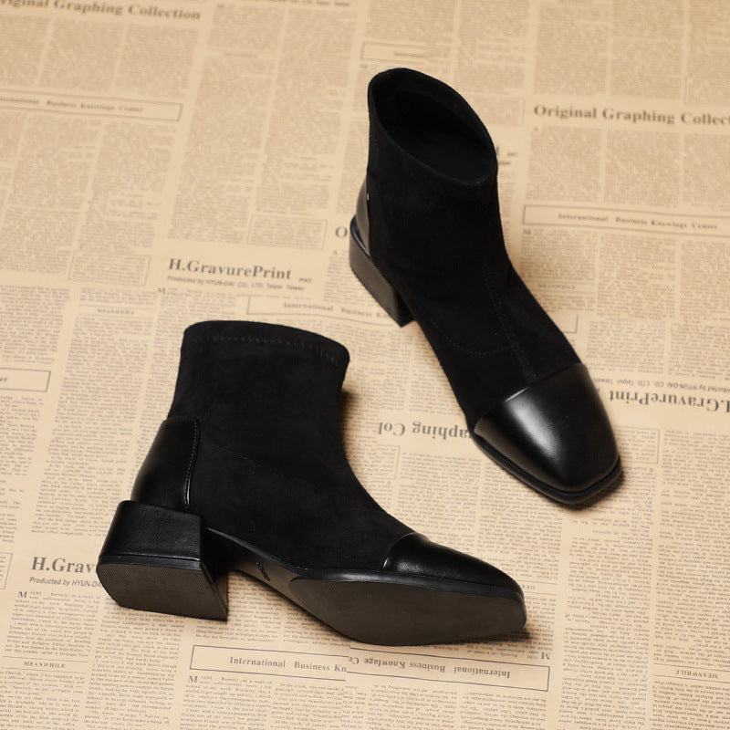 Women"s Short Boots Autumn And Winter New Versatile Thick Heel Shoes