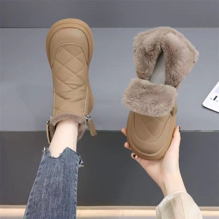 Snow Boots For Women Winter New Fleece-lined Thickened Northeast China Cotton Shoes Waterproof Non-slip Warm