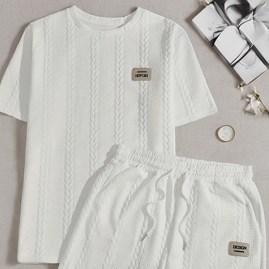 Men's Wheat Grain Tassel Type Comfortable 2-piece Set Knitting Suit