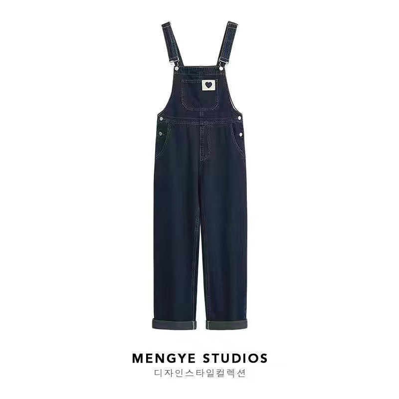 Women's American-style Retro Denim Suspender Pants