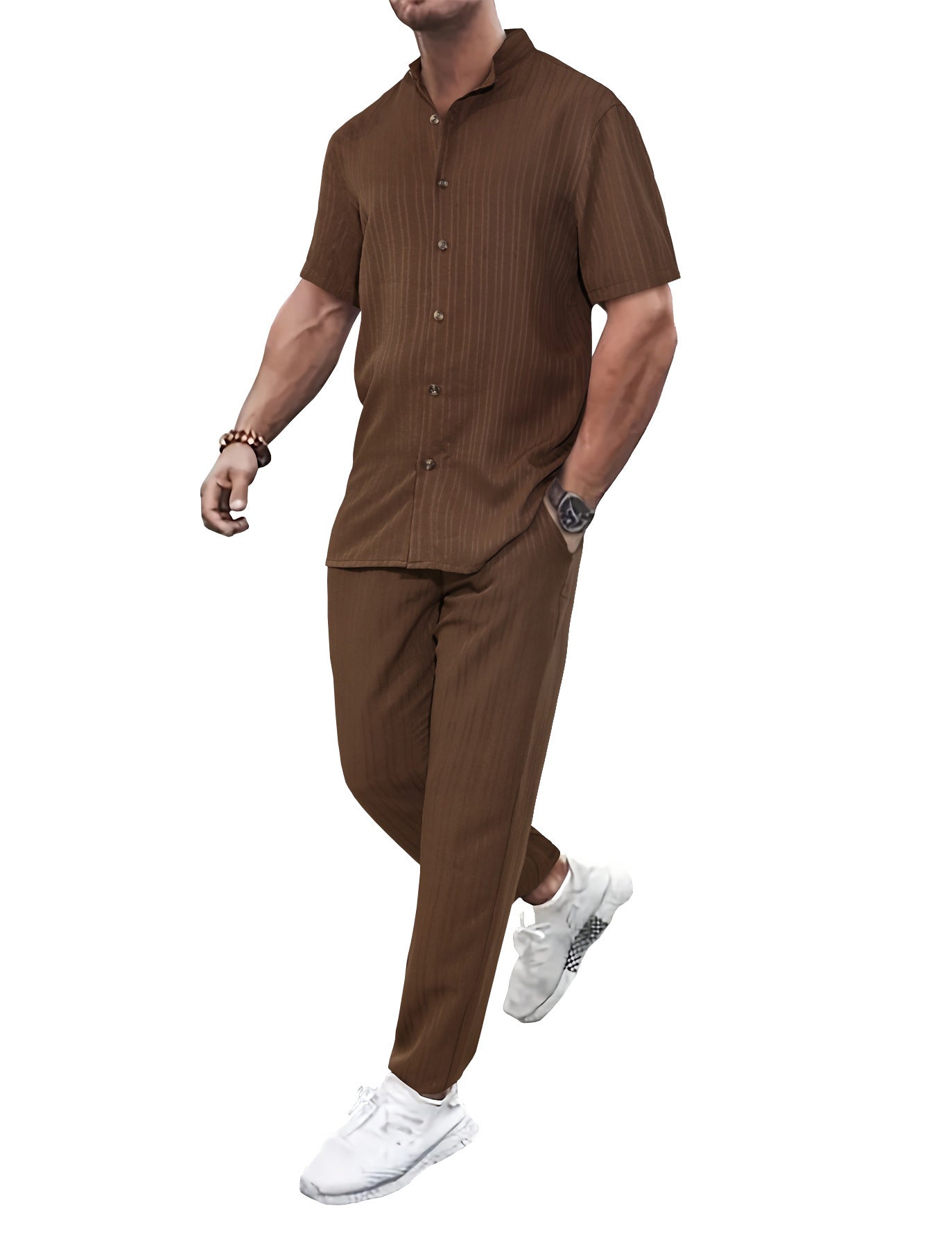 European And American Men's Casual Short-sleeved Two-piece Suit