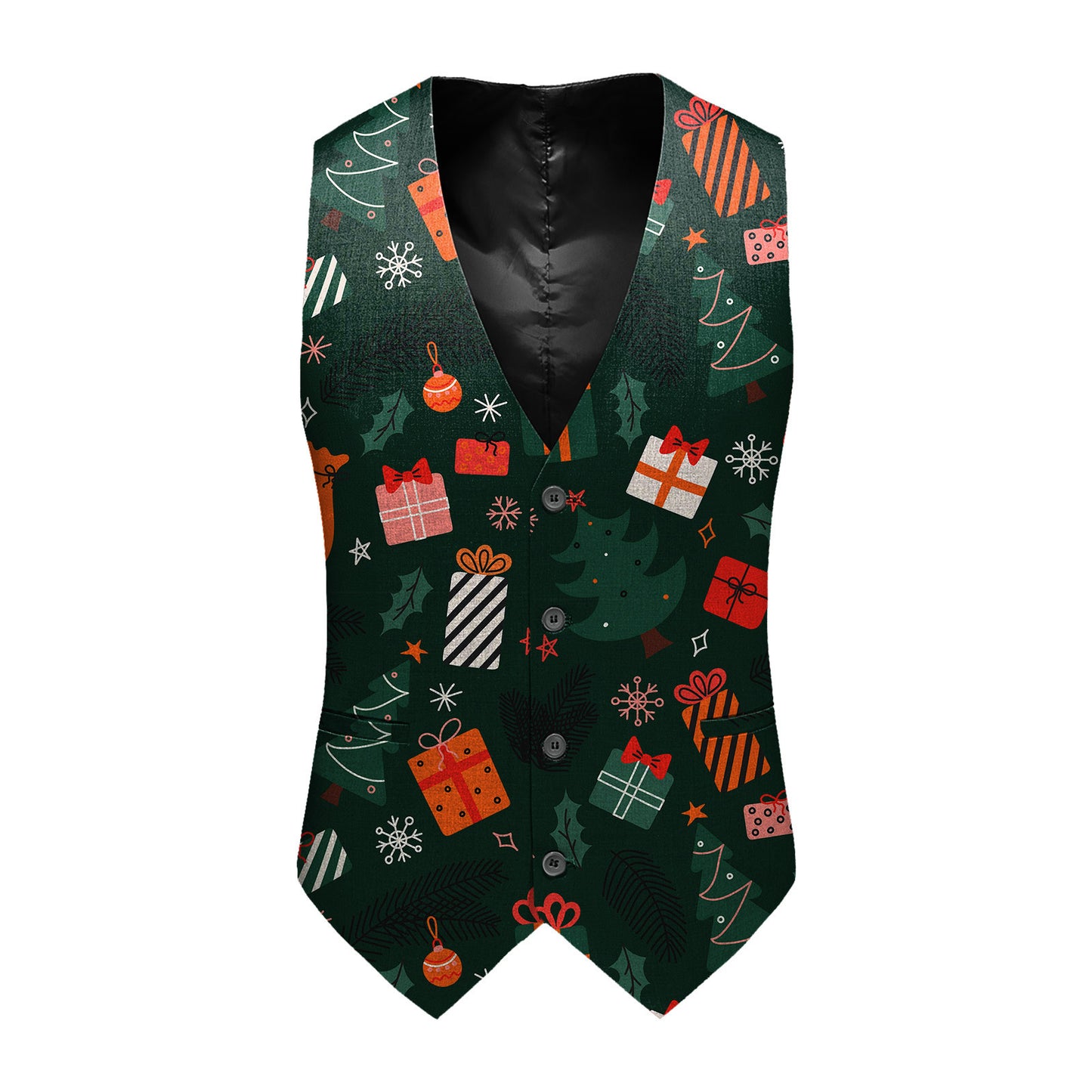 Slim-fit Youth Single-breasted Printed Vest