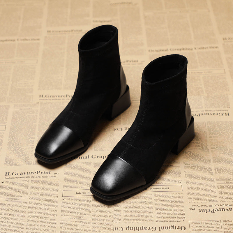 Women"s Short Boots Autumn And Winter New Versatile Thick Heel Shoes