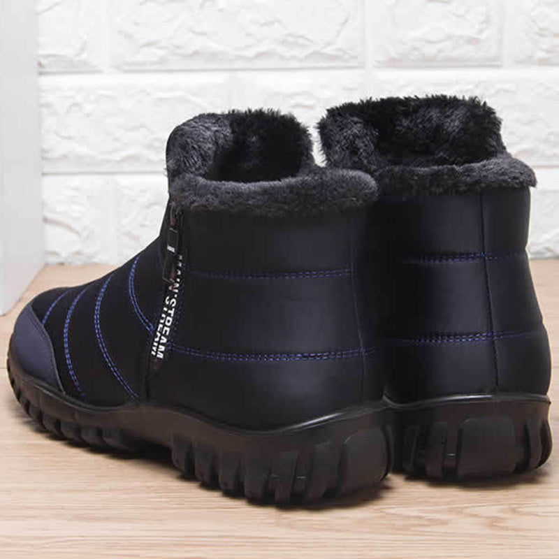 Winter Boots For Men Waterproof Warm Shoes With Plush Zipper Design