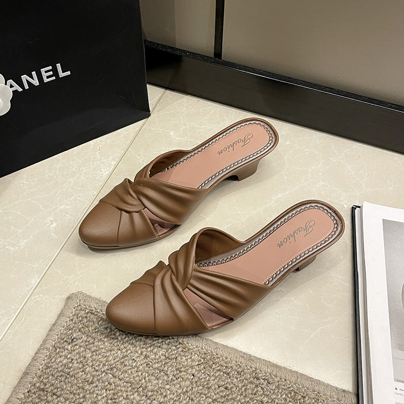 Summer Fashion Solid Color Pointed-toe Semi-slippers