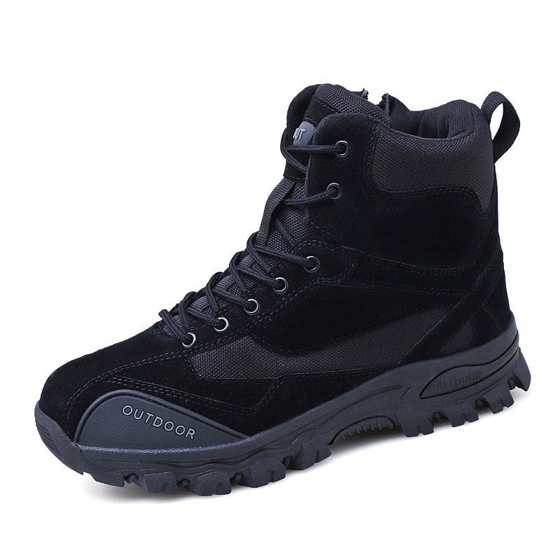 Men's Warm Snow Boots Cowhide Leather Military Shoes Men Waterproof Winter Boots