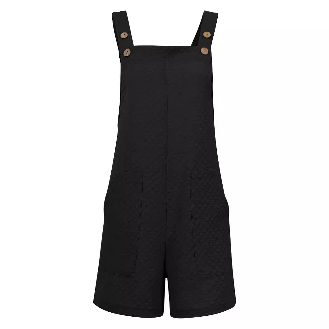 Women's Jumpsuit Sleeveless Straight Leg Jacquard Solid Color Overalls