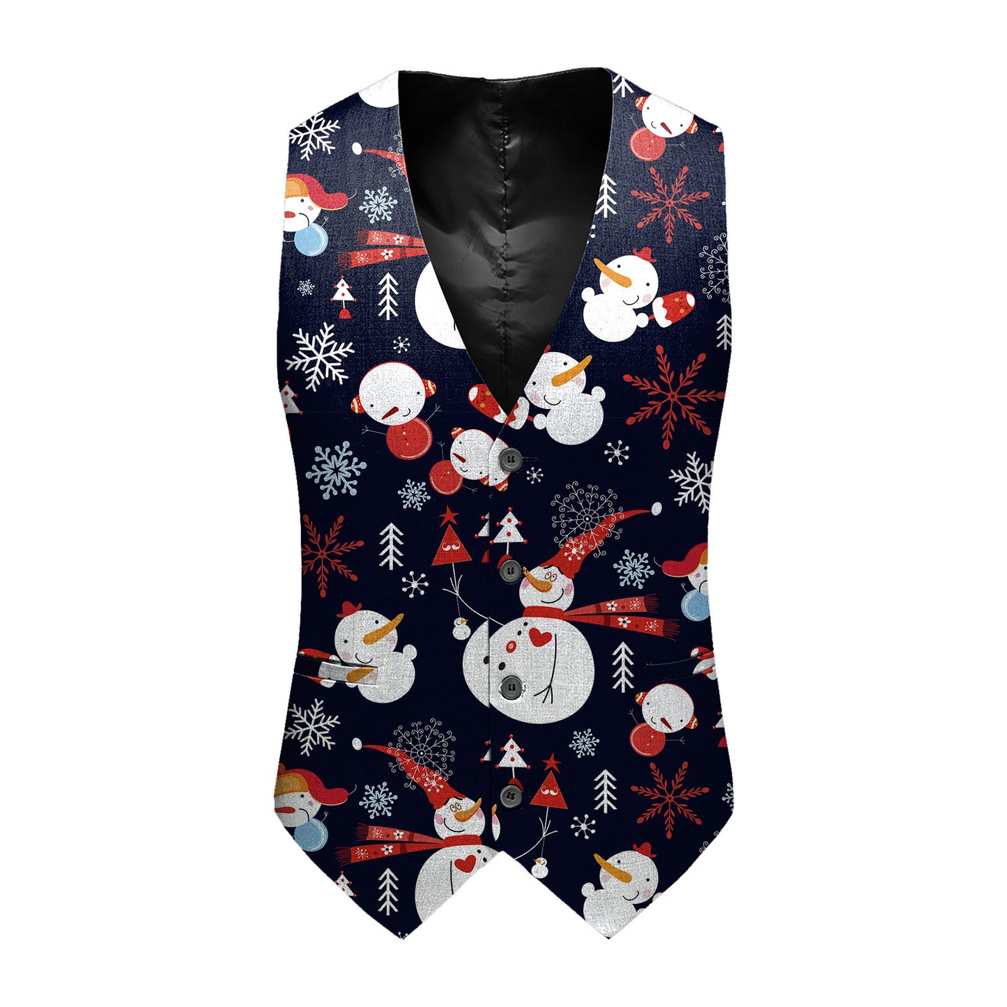 Slim-fit Youth Single-breasted Printed Vest