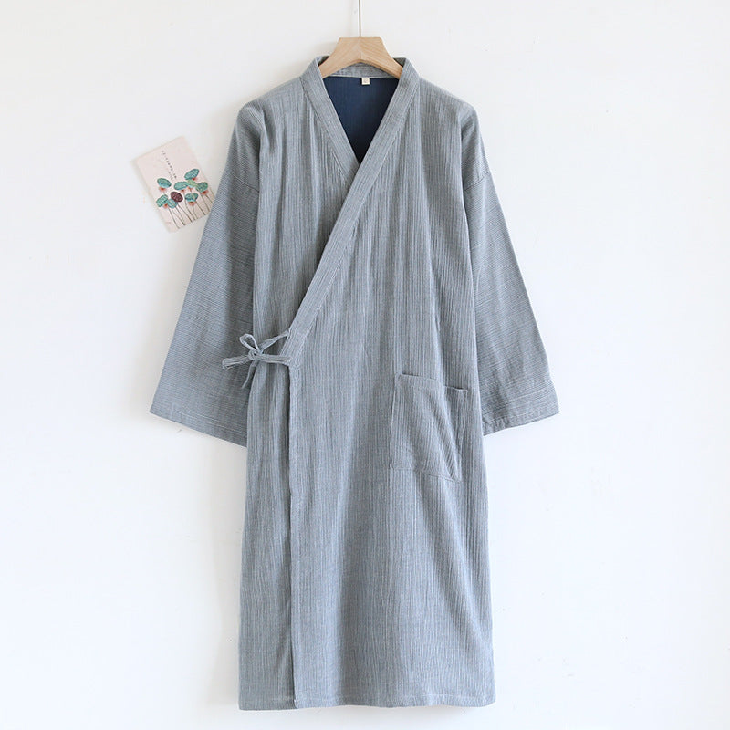 Japanese-style Kimono Pajamas Lace-up Bathrobe Men's Spring And Summer Thin Pure Cotton