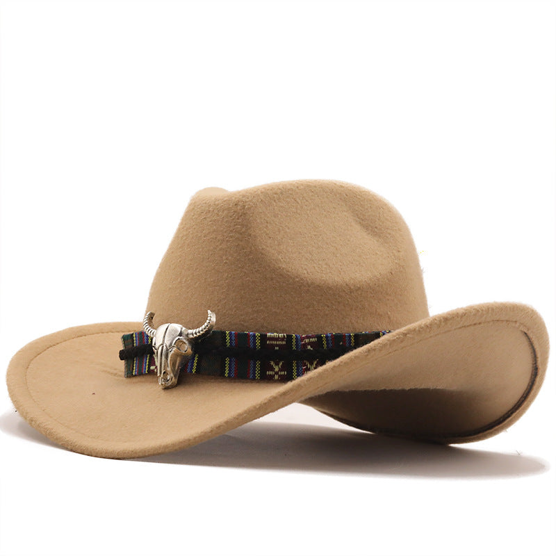 Western Denim Horn Woolen National Style Hat