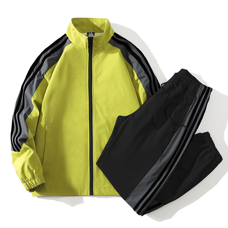 Sports Men's Trendy Handsome Casual Stand Collar Top And Trousers Two-piece Set